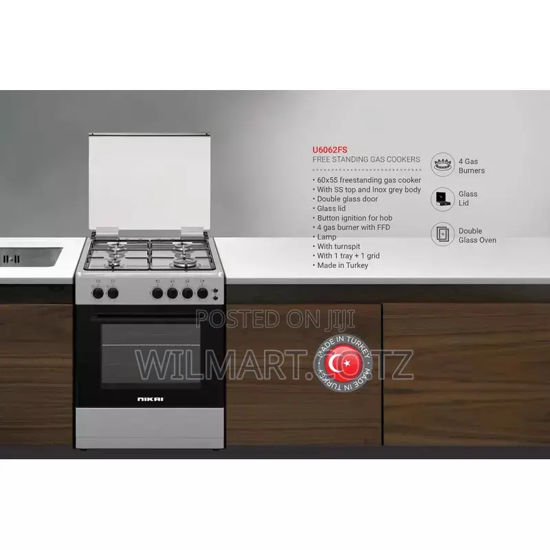 Nikai Oven Cooking Range 4 Burner Double Glass Door 60x55cm U6062fs