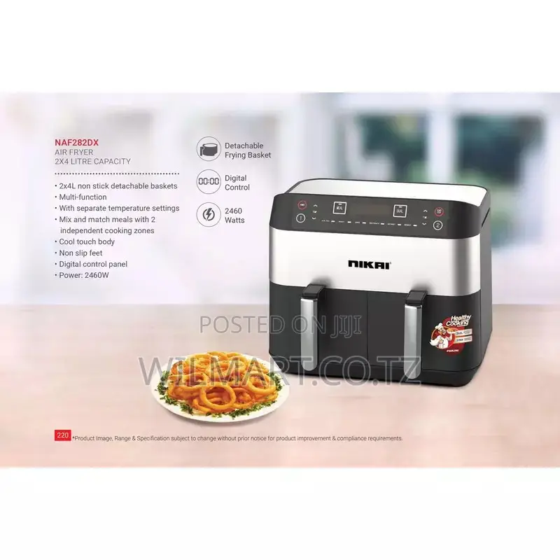 Nikai Airfryer 4lx2 Digital Double Decker 2460w Naf282dx Detachable