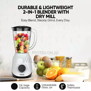 Nikai Blender 1.5l 450w 2 in 1 Unbreakable Pc Jar 3 Speeds Stainless