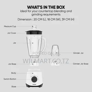 Nikai Blender 1.5l 450w 2 in 1 Unbreakable Pc Jar 3 Speeds Stainless
