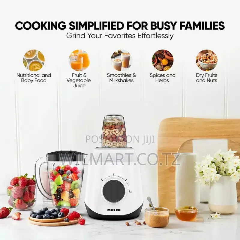 Nikai Blender 1.5l 450w 2 in 1 Unbreakable Pc Jar 3 Speeds Stainless