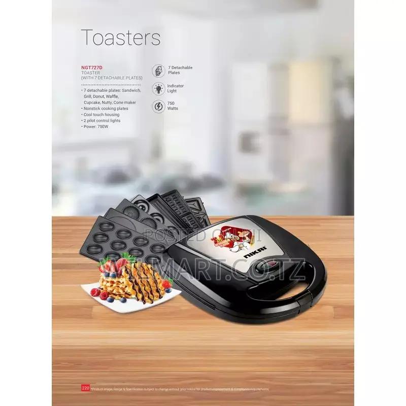 Nikai Sandwich Toaster 4 Slice 7 in 1 Sandwich, Grill, Donut, Waffle,