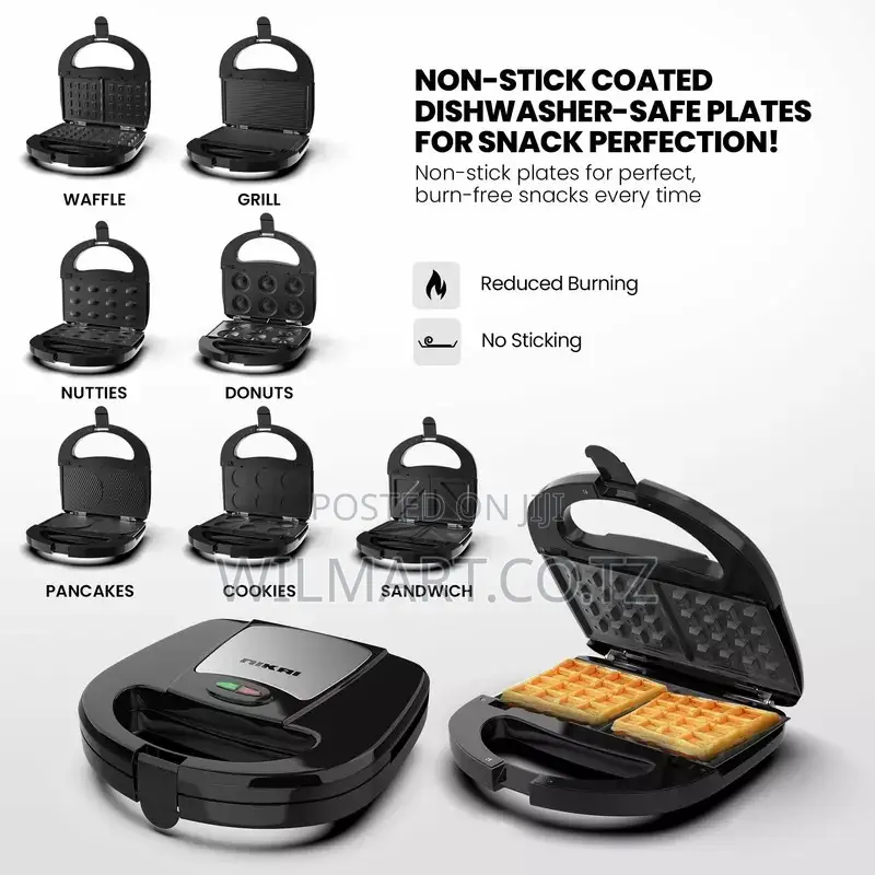 Nikai Sandwich Toaster 4 Slice 7 in 1 Sandwich, Grill, Donut, Waffle,