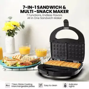 Nikai Sandwich Toaster 4 Slice 7 in 1 Sandwich, Grill, Donut, Waffle,
