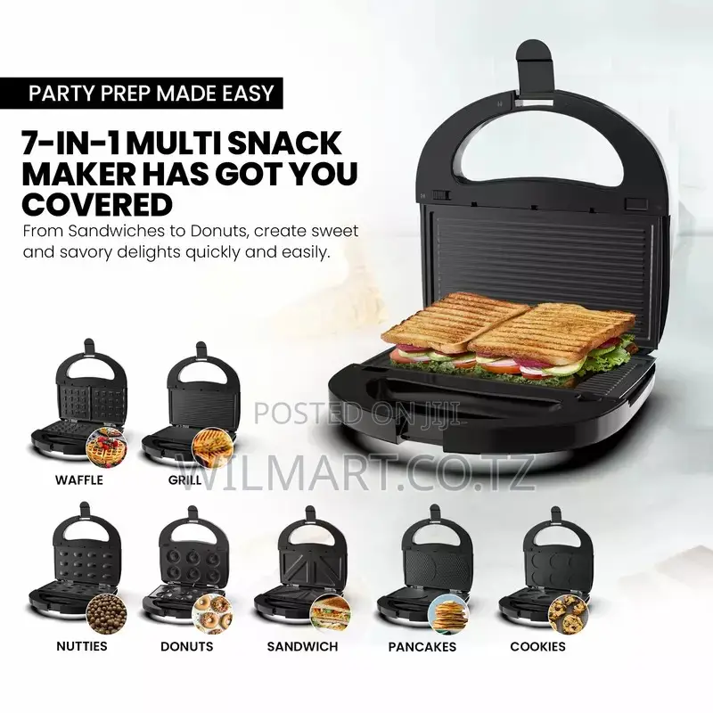 Nikai Sandwich Toaster 4 Slice 7 in 1 Sandwich, Grill, Donut, Waffle,