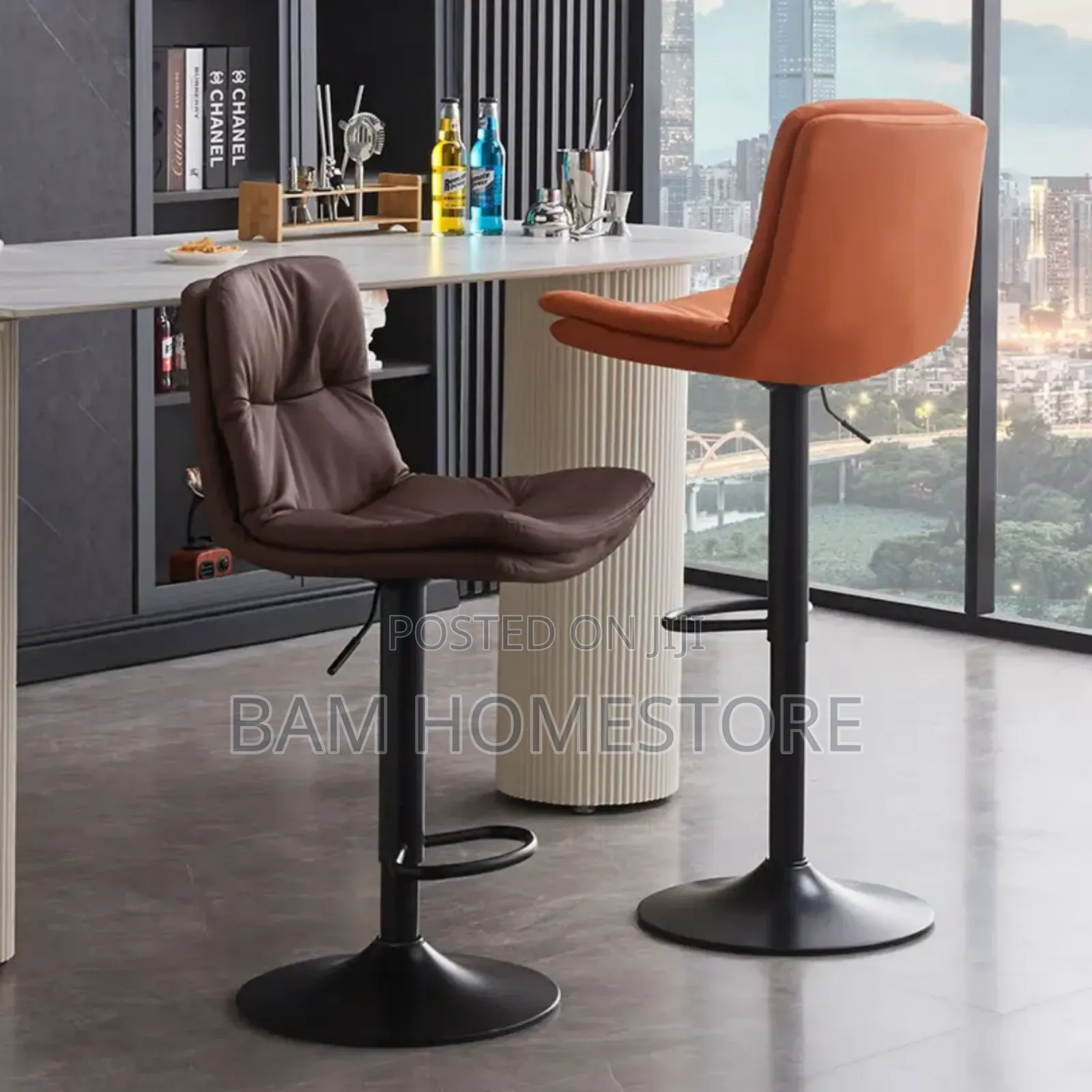 Luxury Swivel Bar Stool - Padded Hydraulic Bar Stools for Home Cafe