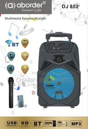 Aborder Portable Rechargeable Speaker Ya Matangazo Dj852 Wireless Mic