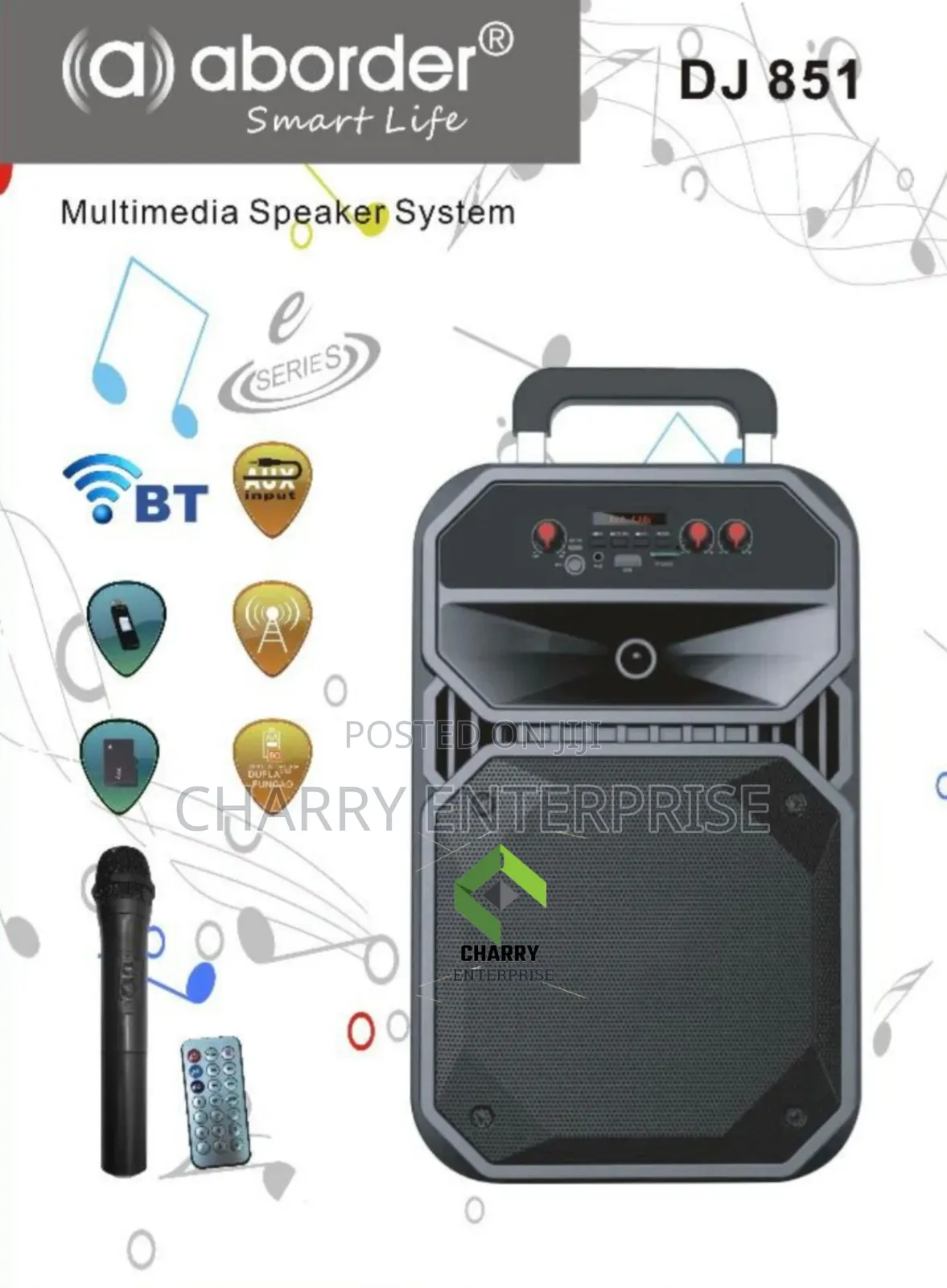 Aborder Rechargeable Speaker Ya Matangazo Dj851 With Remote and Mic