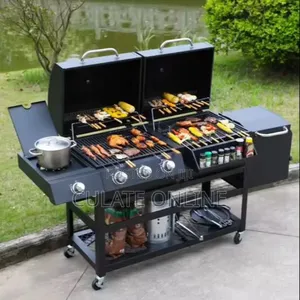 Outdoor Heavy Duty Gas and Charcoal BBQ Grill Trolley