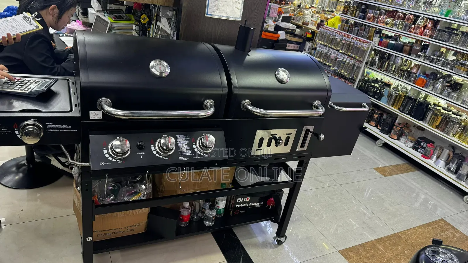 Outdoor Heavy Duty Gas and Charcoal BBQ Grill Trolley