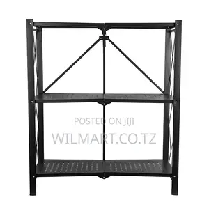 Wilmart Storage Rack Stainless Steel 3 Layers With Wheels Foldable Hp9