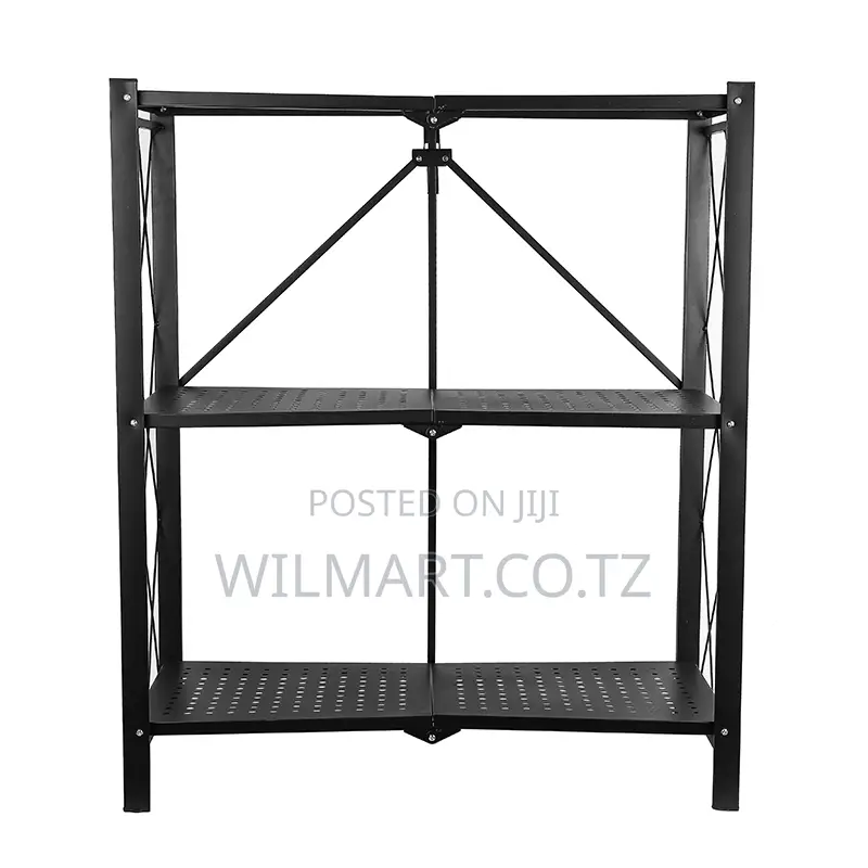 Wilmart Storage Rack Stainless Steel 3 Layers With Wheels Foldable Hp9