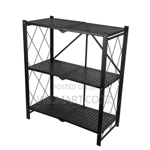 Wilmart Storage Rack Stainless Steel 3 Layers With Wheels Foldable Hp9