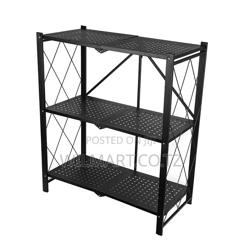 Wilmart Storage Rack Stainless Steel 3 Layers With Wheels Foldable Hp9