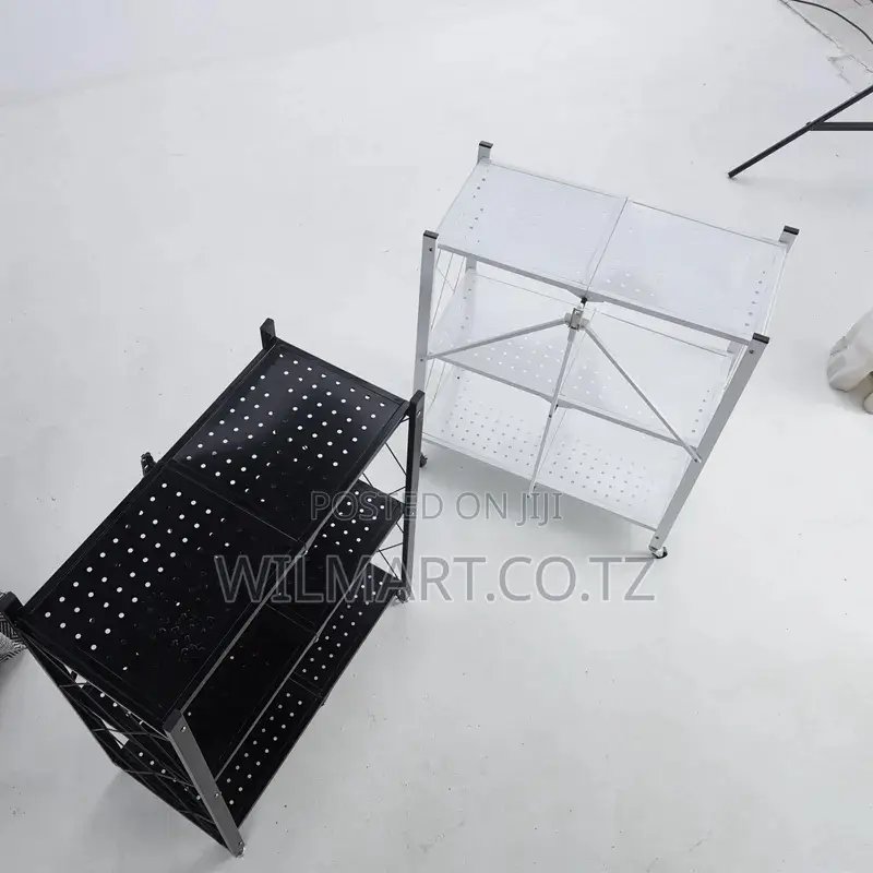 Wilmart Storage Rack Stainless Steel 3 Layers With Wheels Foldable Hp9