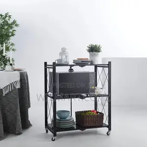Wilmart Storage Rack Stainless Steel 3 Layers With Wheels Foldable Hp9