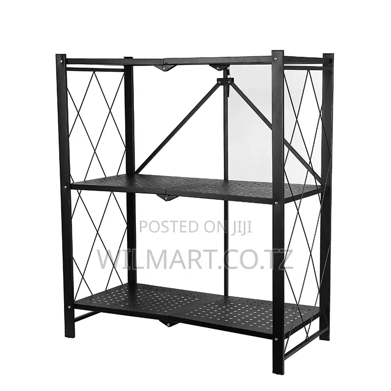 Wilmart Storage Rack Stainless Steel 3 Layers With Wheels Foldable Hp9