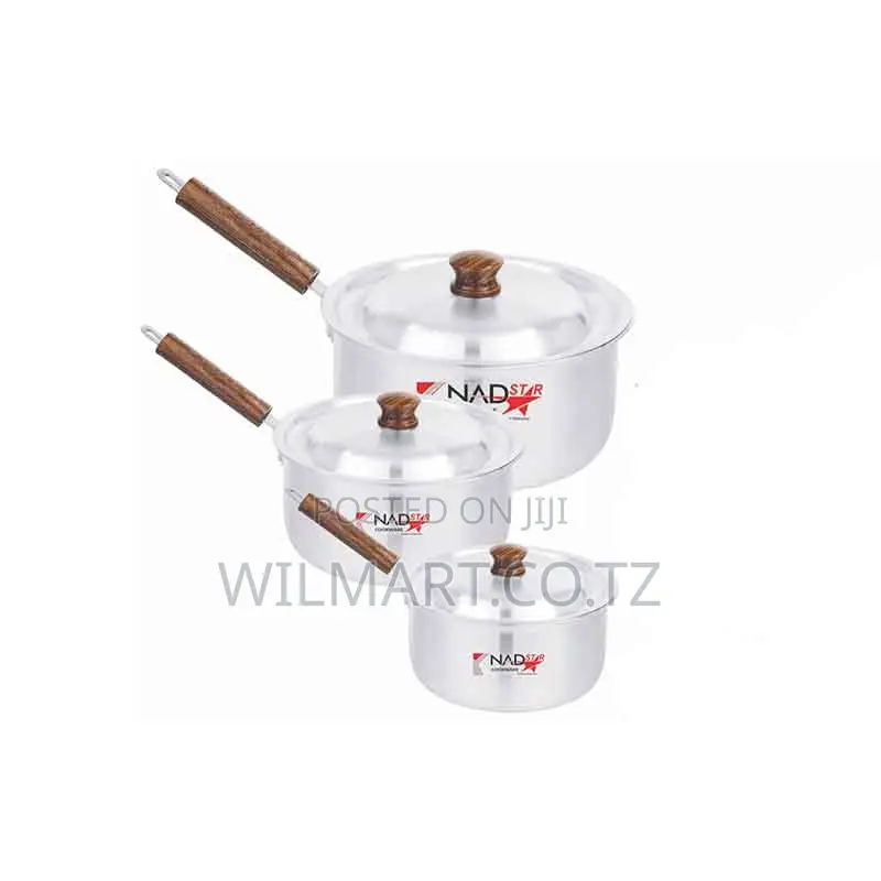 Wilmart Saucepan 3pcs Set With Lid Smooth Wooden Handle 16-20 0x2