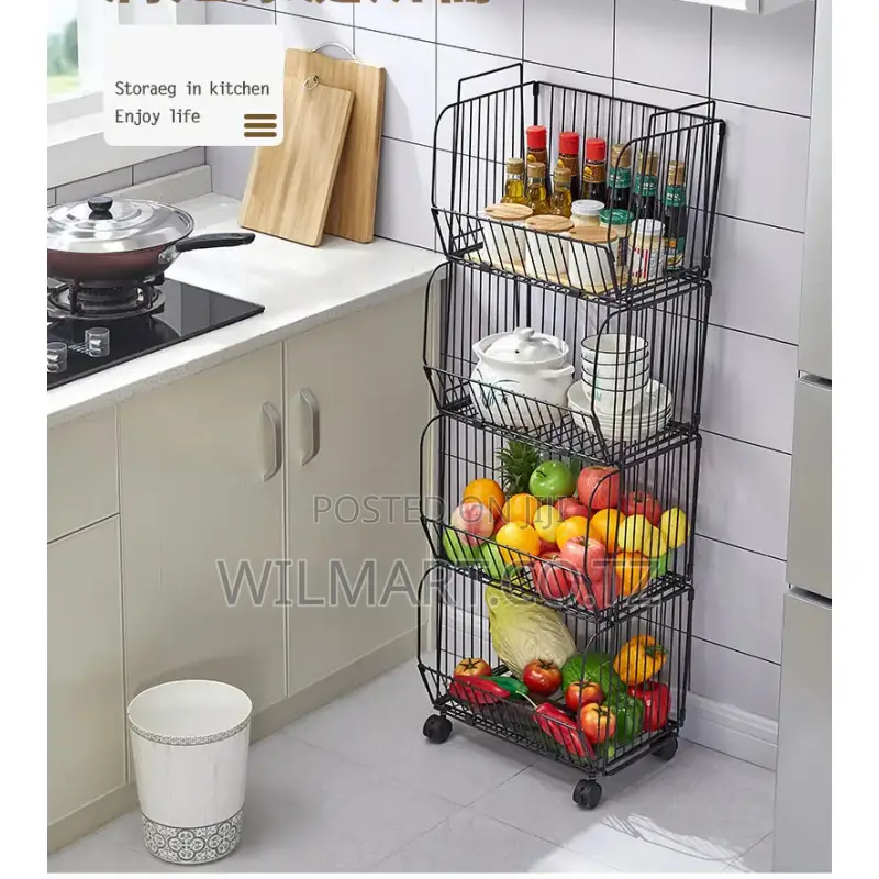 Wilmart Storage Rack Stainless Steel 3 Layers With Wheels Kitchen