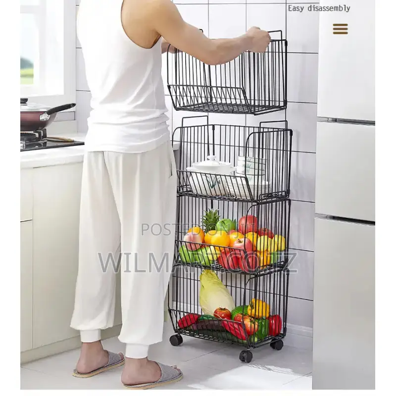 Wilmart Storage Rack Stainless Steel 3 Layers With Wheels Kitchen