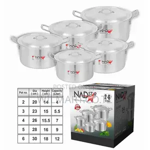 Wilmart Cookware Set 5pcs Set With Lid Handle Metal Finish Sufuria 4