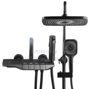Modern Piano Gray Button Control Shower Mixer Set