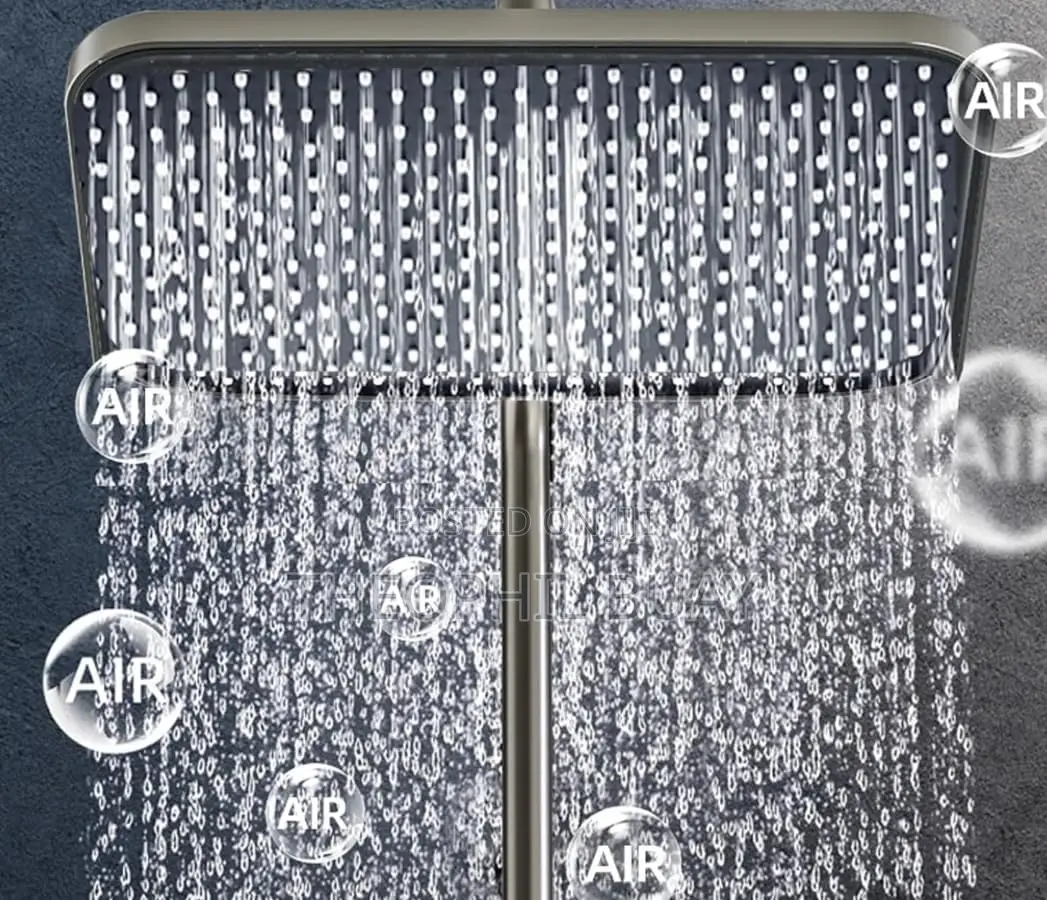 Modern Piano Gray Button Control Shower Mixer Set
