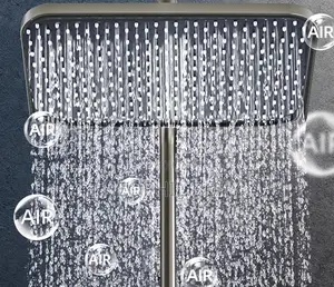 Modern Piano Gray Button Control Shower Mixer Set