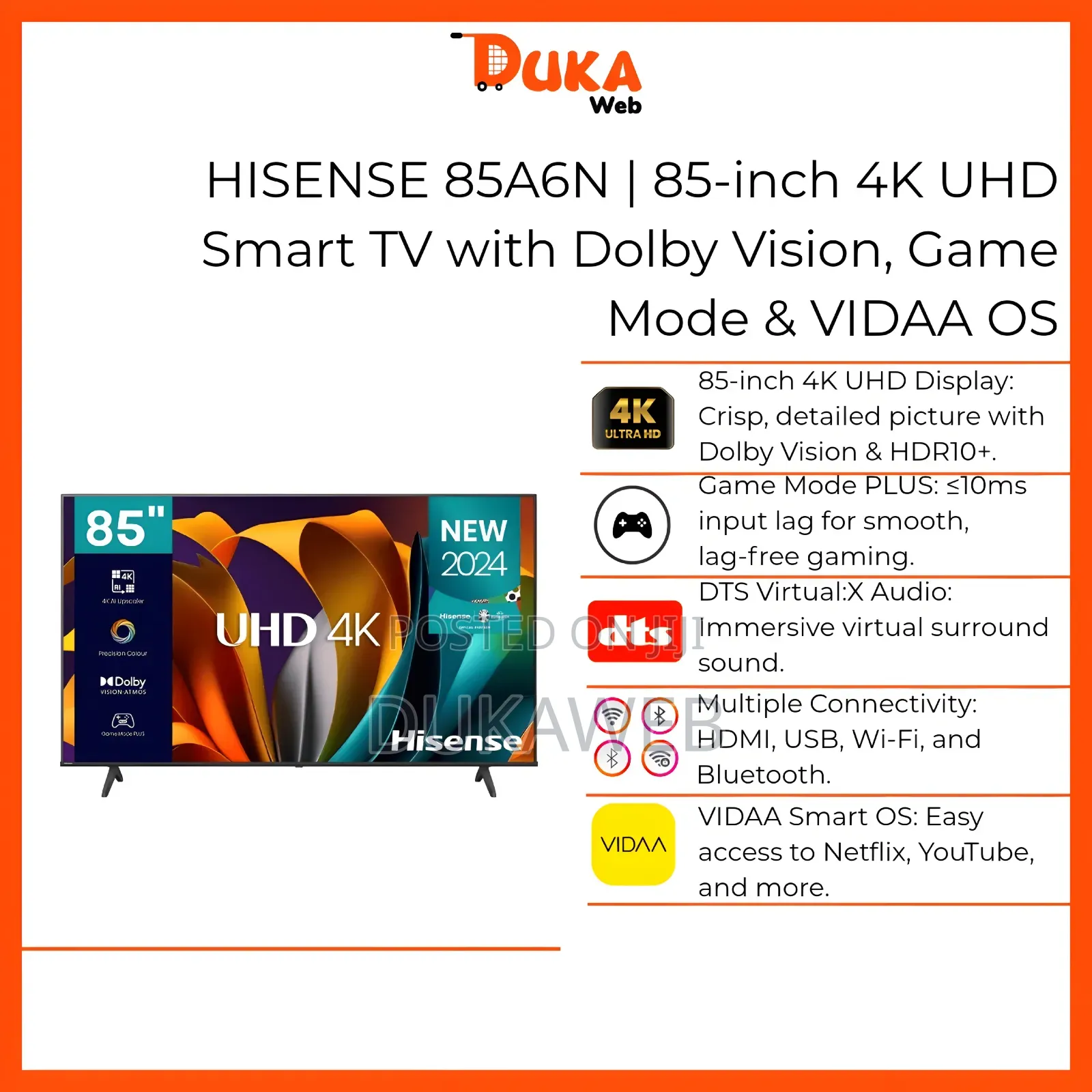 Hisense 85a6n 85-Inch Uhd Smart Tv