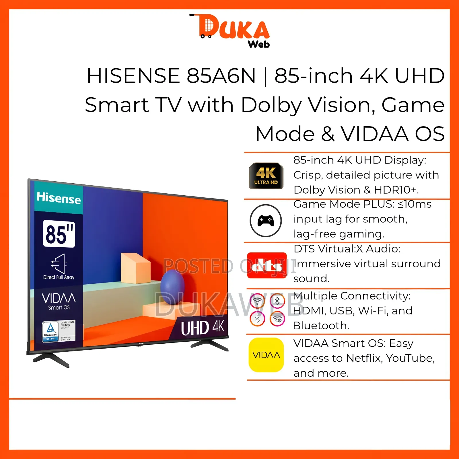 Hisense 85a6n 85-Inch Uhd Smart Tv