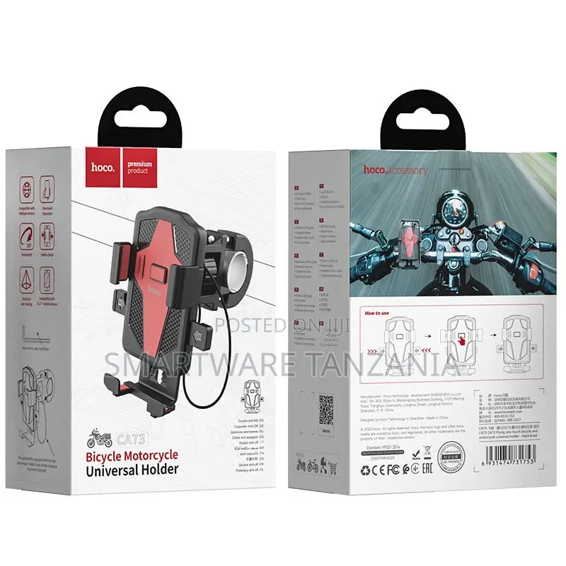Hoco Ca73 Universal Bicycle Motorcycle Phone Holder Mount Red