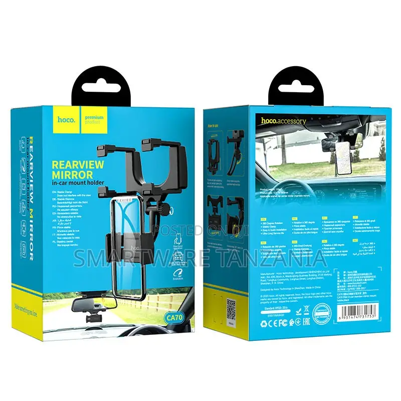 Hoco Ca70 Rearview Mirror In-car Mount Phone Holder Adjustable