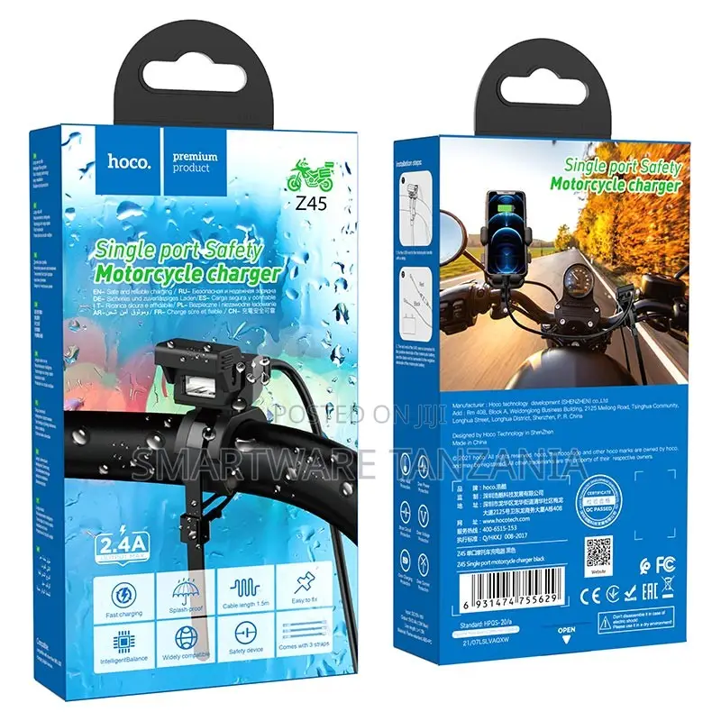 Hoco Z45 Single Port Safety Motorcycle Charger 2.4a Waterproof