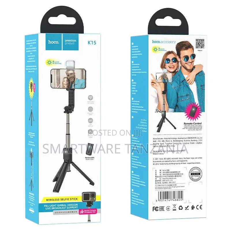 Hoco Wireless Selfie Stick Tripod Fill Light Gimbal Remote