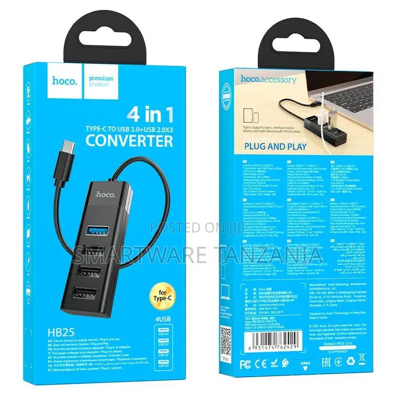 Hoco Hb25 4-in-1 Type-C to Usb 3.0 Usb 2.0 Converter Hub Splitter
