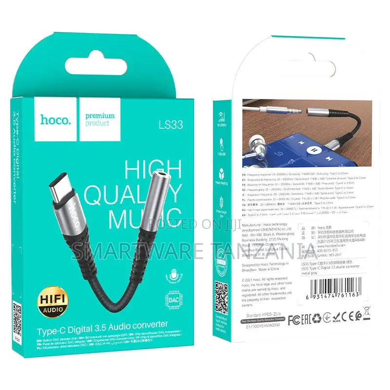 Hoco Ls33 Type-c Digital 3.5 Audio Converter Hi-fi Dac Adapter