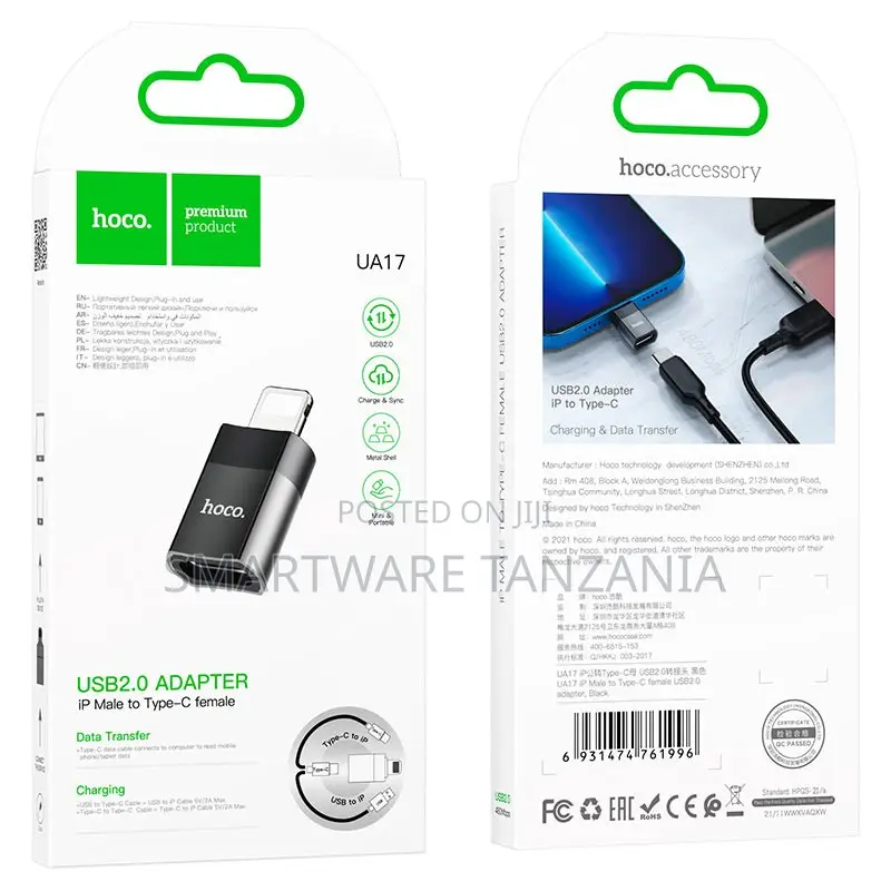 Hoco Ua17 Usb 2.0 Adapter Lightning To Type-c Female Converter