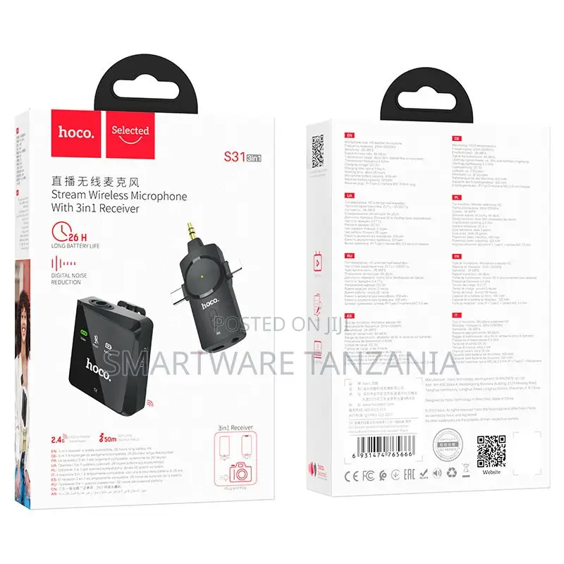 Hoco S31 Stream Wireless Microphone 3-in-1 Receiver 20h Battery