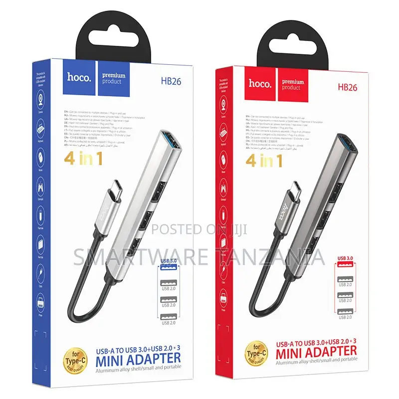 Hoco Hb26 4-in-1 Usb-a Or Type-c To Usb 3.0 2.0 Mini Hub
