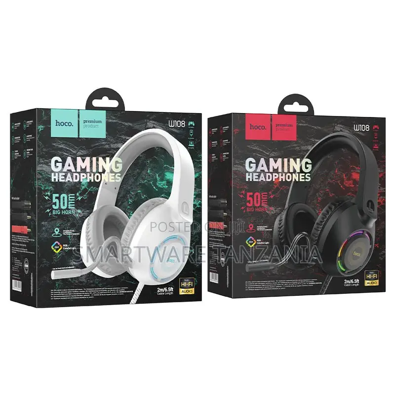 Hoco W108 Gaming Headphones 50mm Big Horn Hi-Fi RGB Lighting