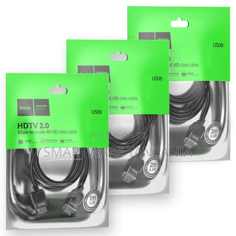 Hoco Us09 HDTV 2.0 Male-to-Male Hd Cable 1m Braided Premium