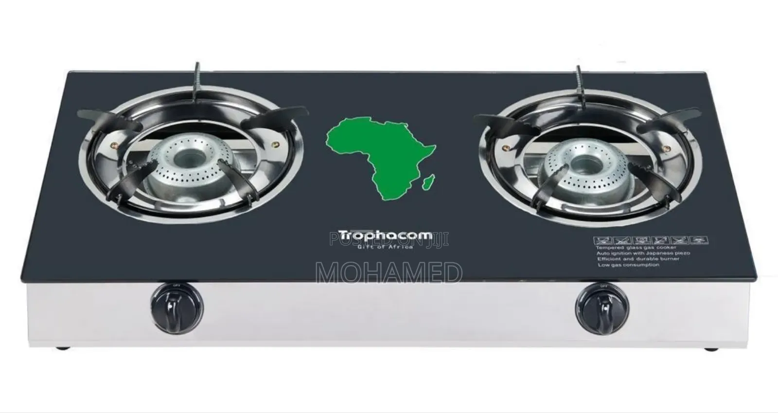  Trophacom Glass Top Gas Cooker – 2 Burner