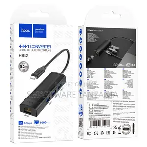 Hoco Hb42 Usb-C to Usb 3.0 Hub With Ethernet 0.2m Compact Cable