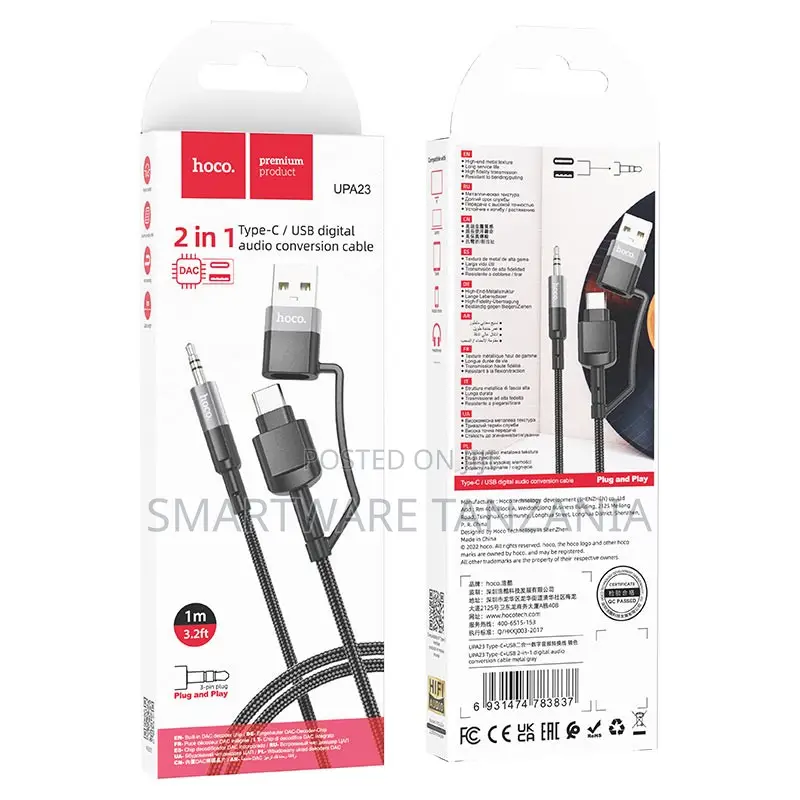 Hoco Upa23 2-in-1 Usb-C Usb-a to 3.5mm Audio Cable 1m Digital