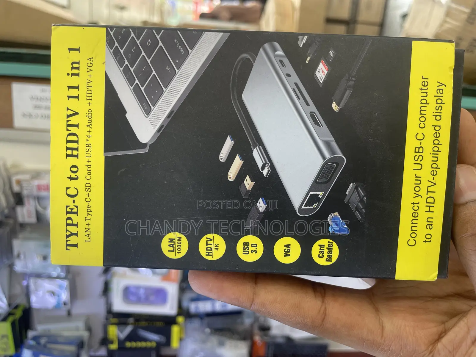 Type-C to HDTV 11-in-1 Adapter, Hub for Usb-C Computers.