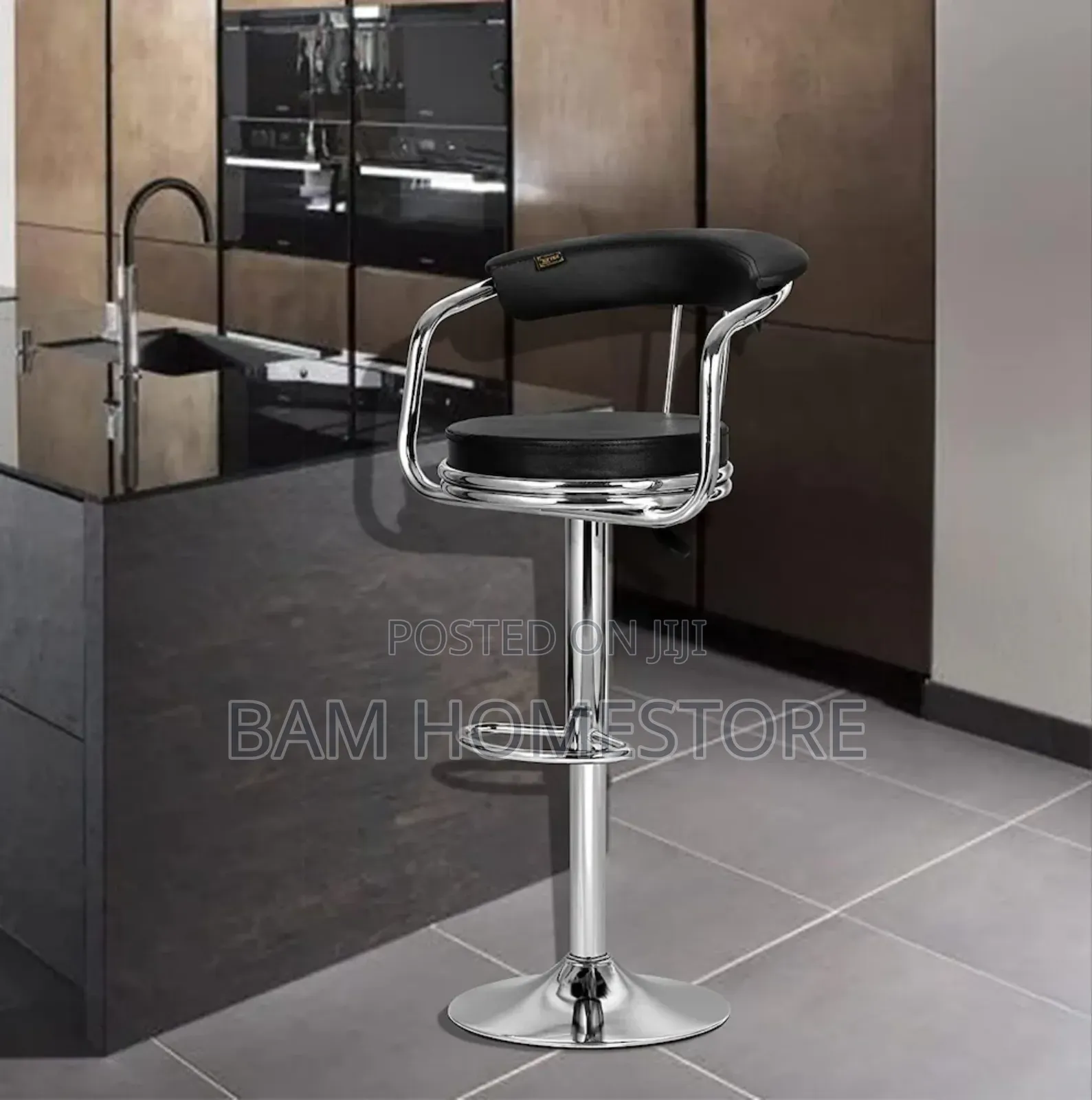 Luxury Chrome Bar Stool Adjustable Kitchen,Counter Chair With Backrest