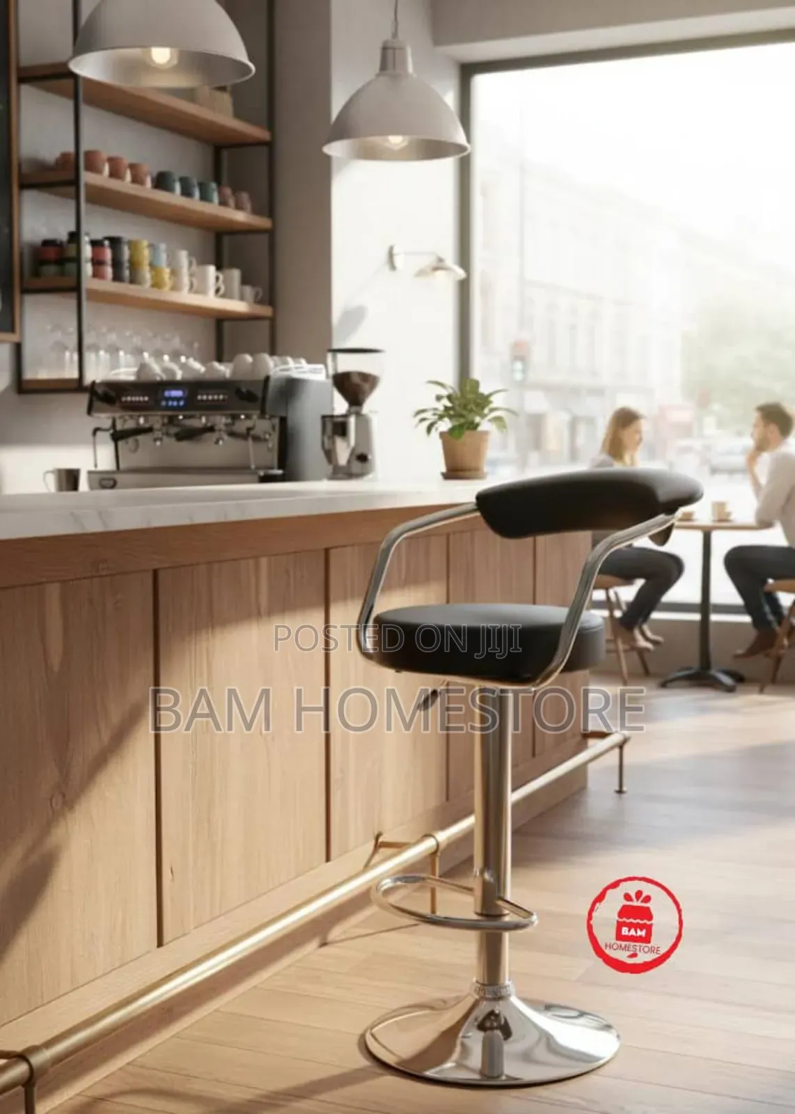 Luxury Chrome Bar Stool Adjustable Kitchen,Counter Chair With Backrest
