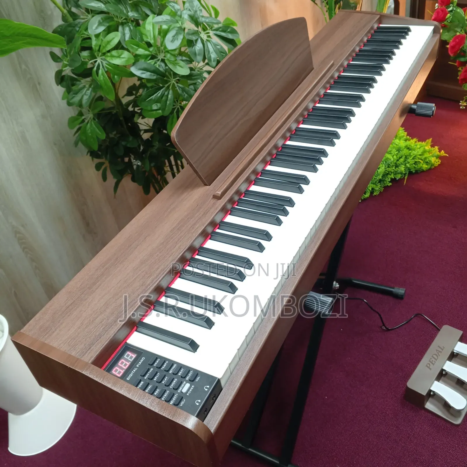 3 Pedal Digital Piano . Colour Brown, Orange, Black .