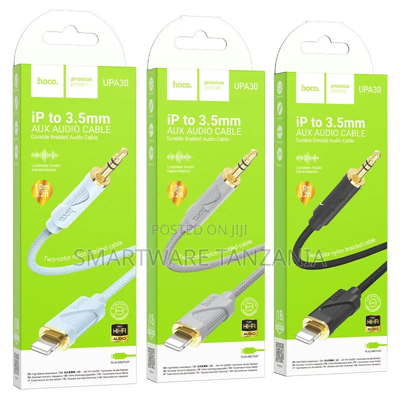Hoco Upa30 Lightning to 3.5mm Audio Cable 1m Two-Color Braided