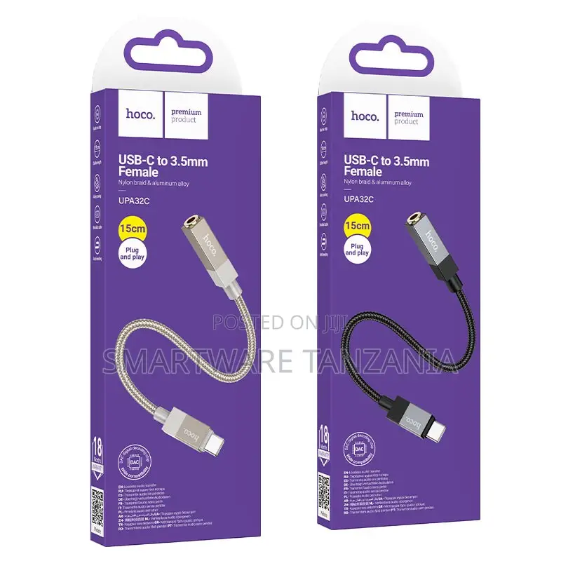 Hoco Upa32c Usb-C to 3.5mm Female Adapter 15cm Braided Audio